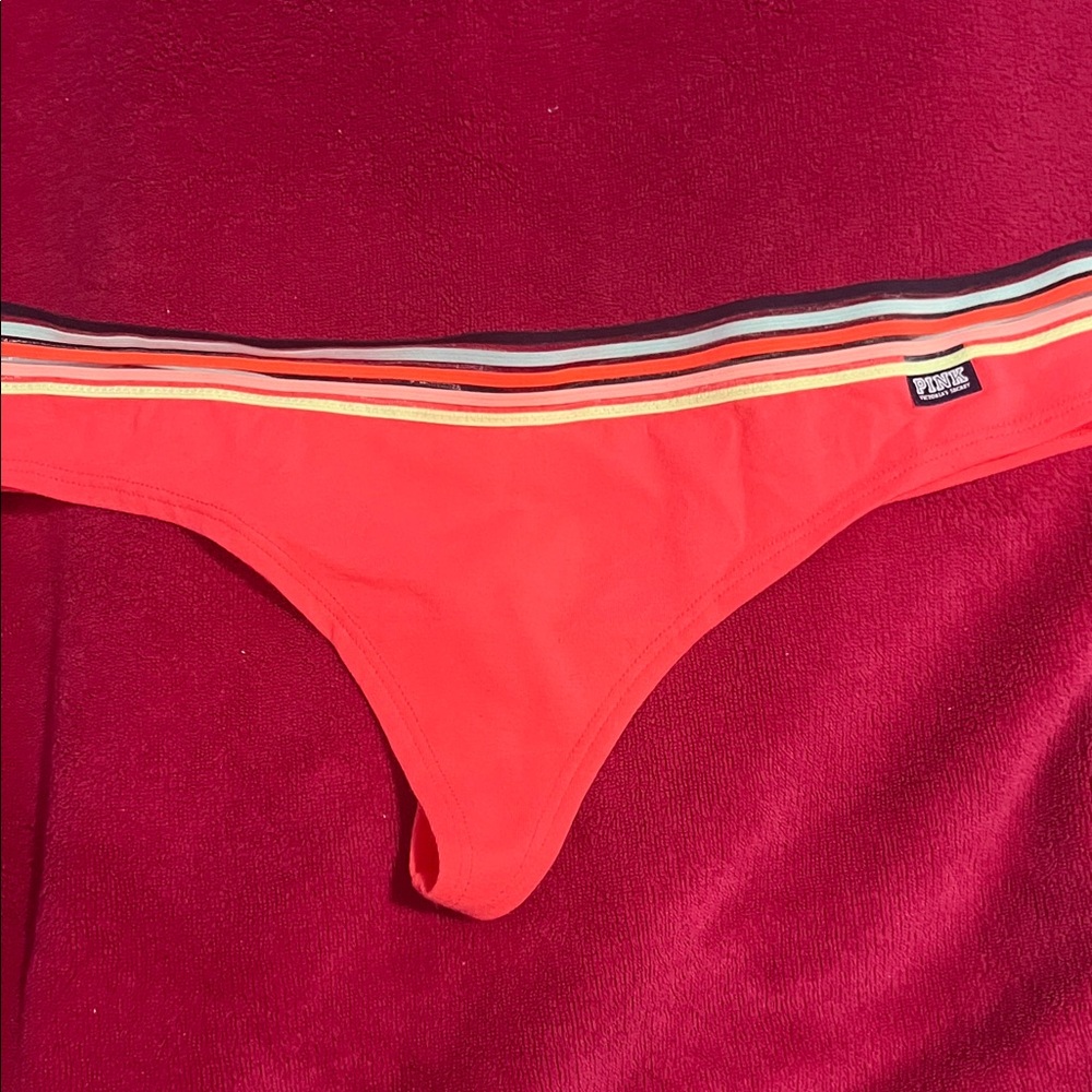 Victoria's Secret Pink Bikini Bottom with Multicolor Stripes